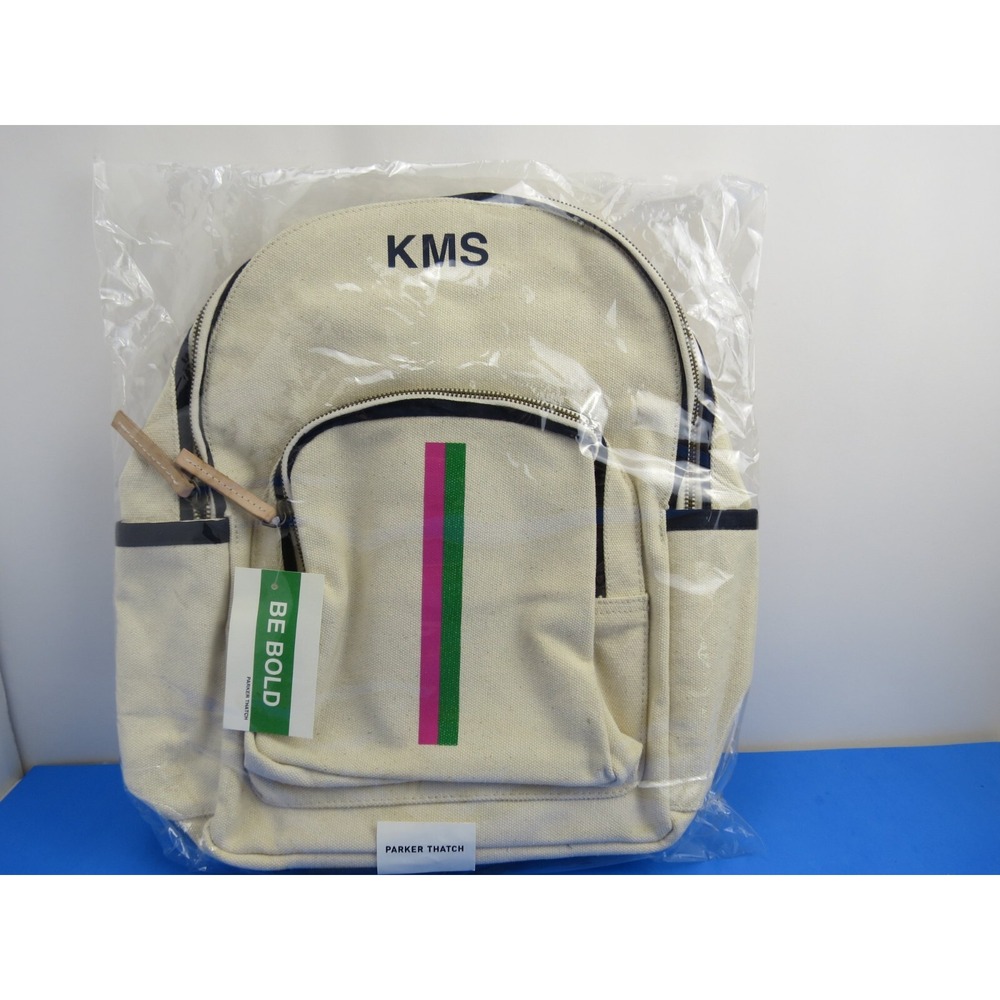 Parker Thatch Be Bold Backpack Monogram Pink Green Stripe Limited Edition KMS